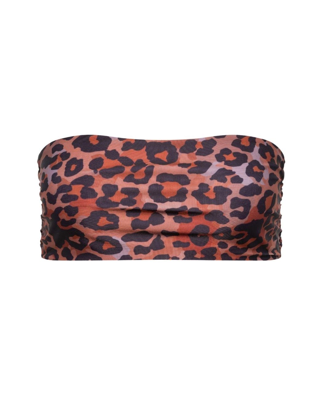 Playaluxe Red Capri Leopard Ruched Bandeau Bikini Top