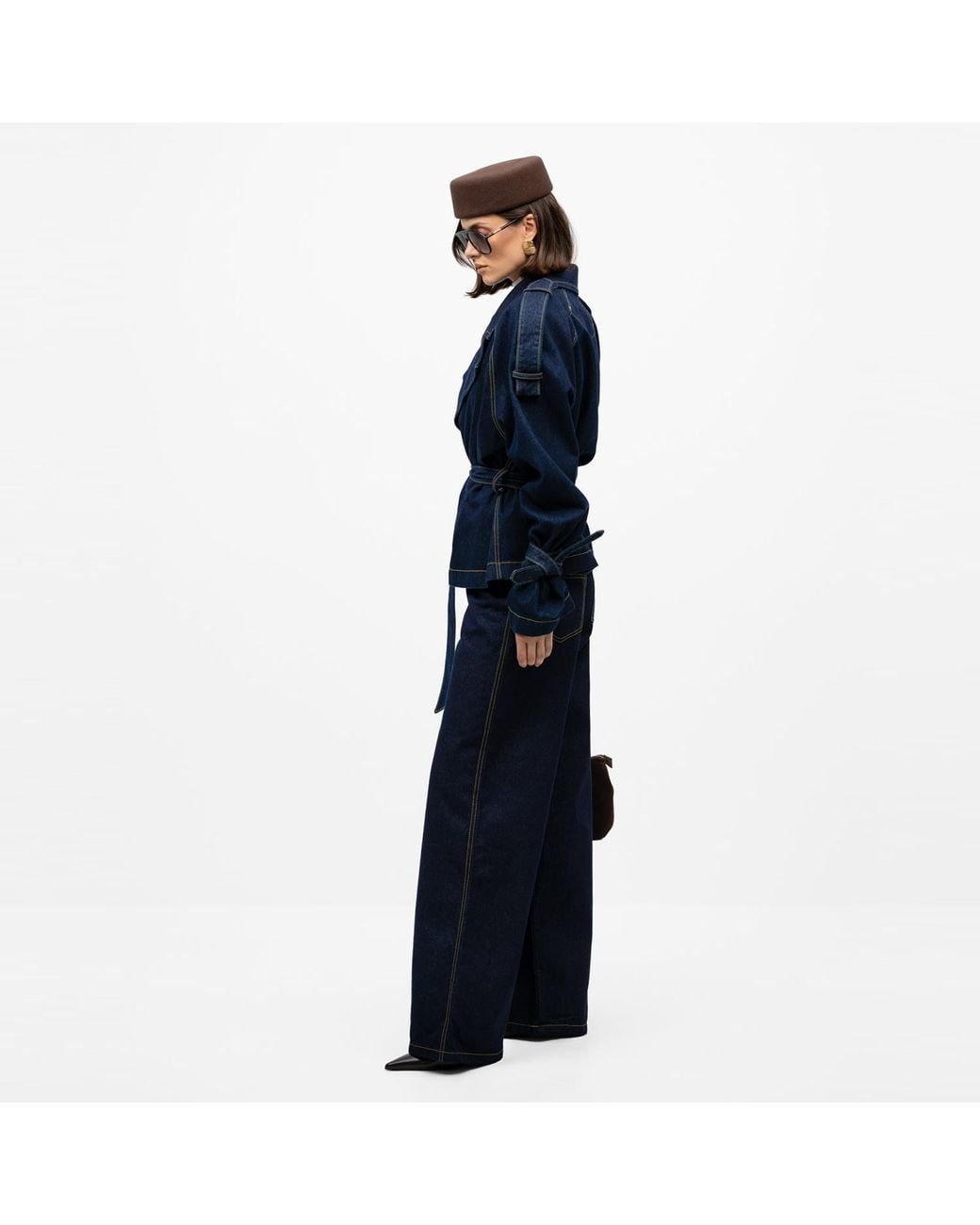 Mandragora Blue Oversized Cotton Trench Coat Arney Dark
