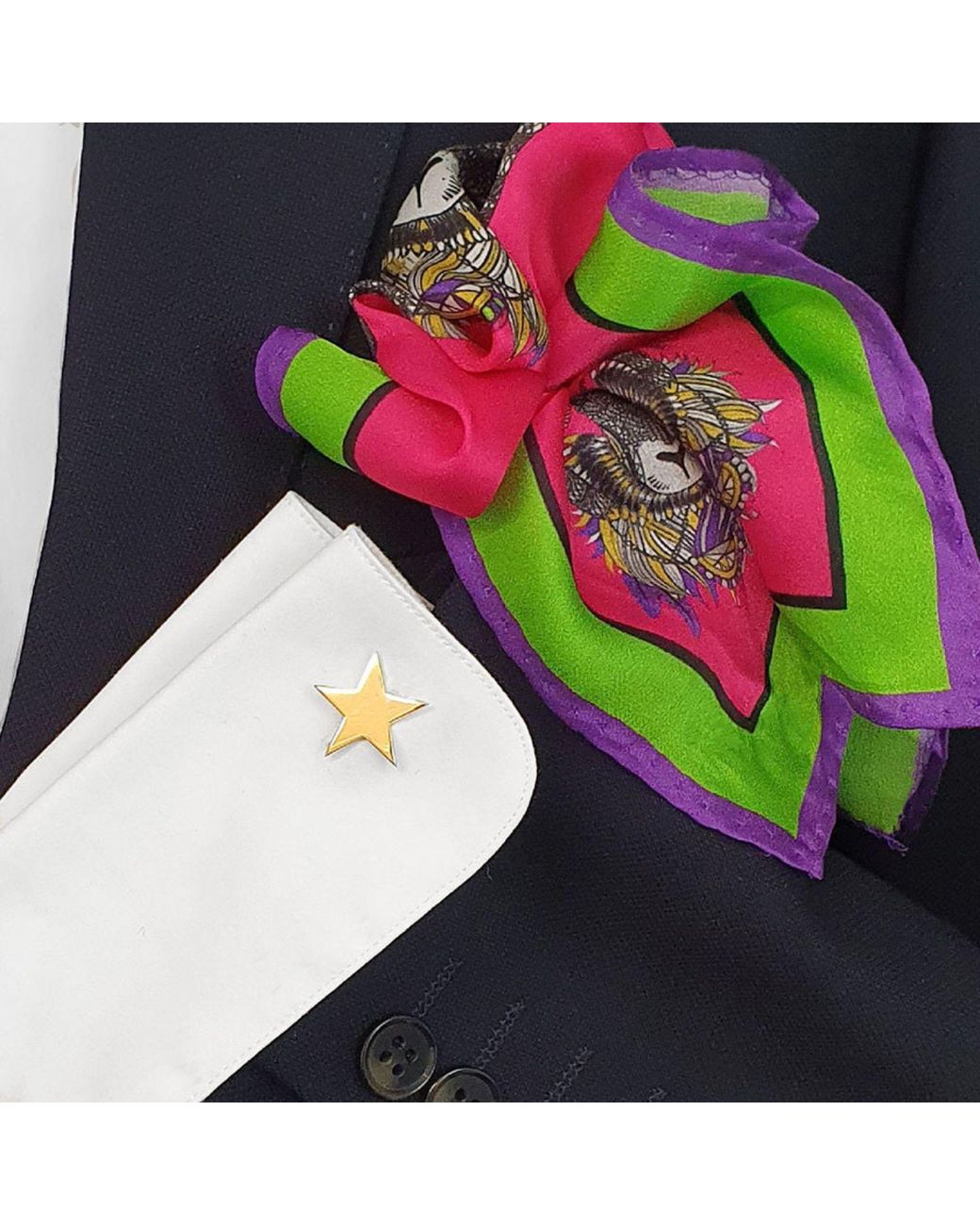 Edge Only Metallic Star Cufflinks 18Ct Vermeil for men