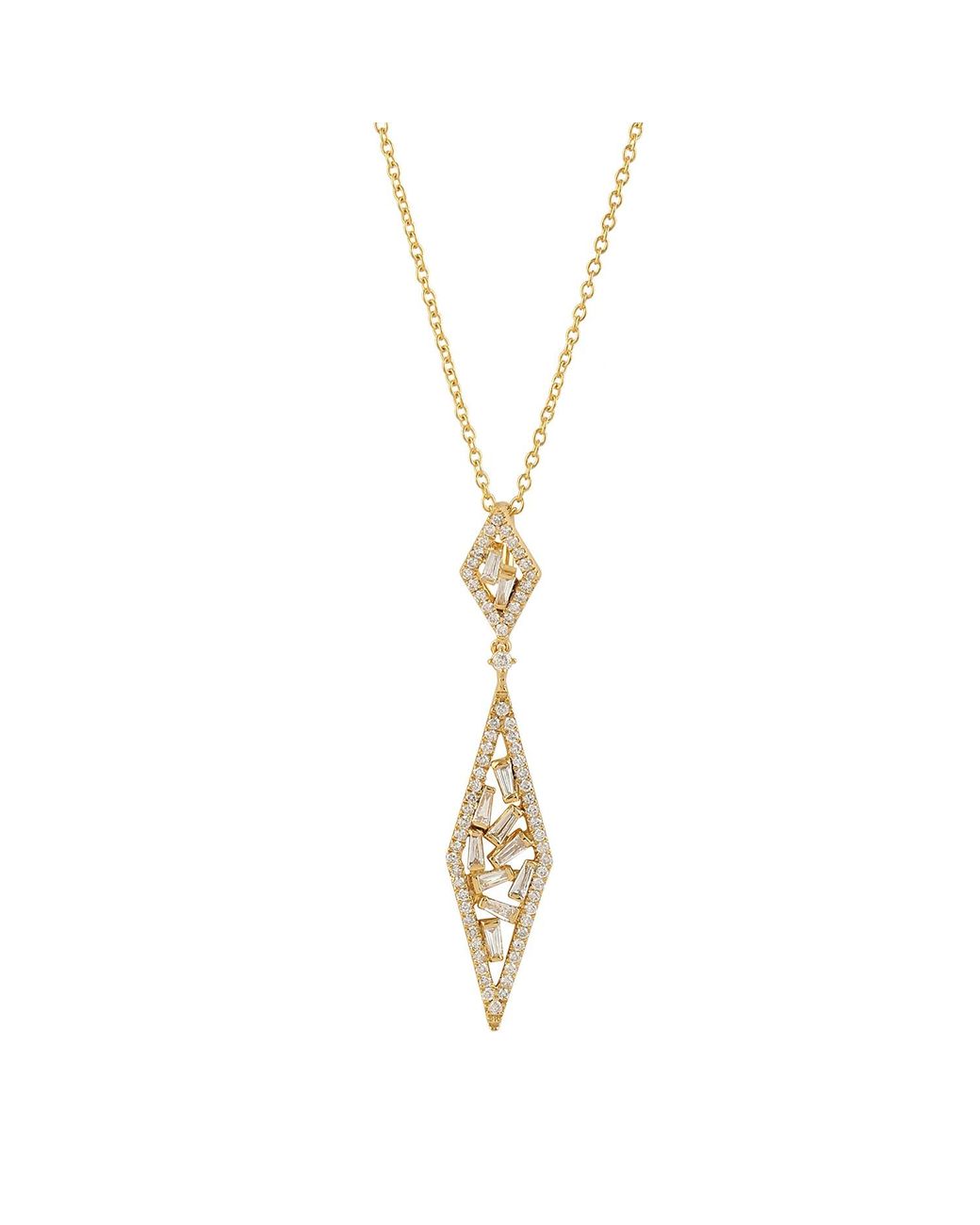 Artisan Metallic 18K Diamond Geometric Drop Necklace