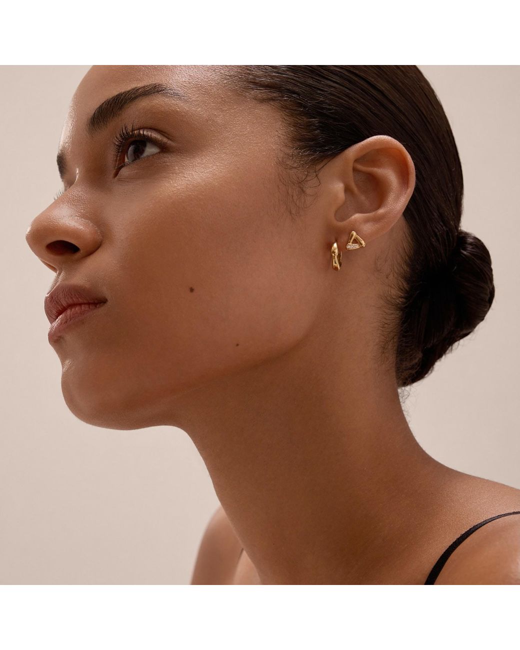 Vanhi Metallic Colette Droop Link Huggie Earrings