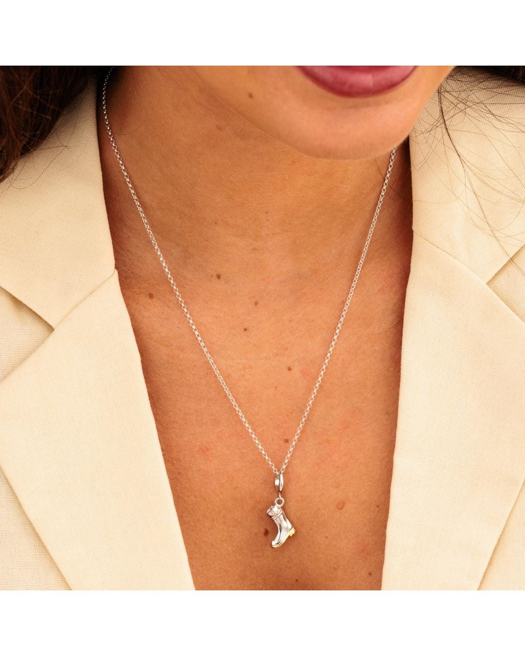 Lily Charmed Metallic Sterling Wellington Boot Charm Necklace