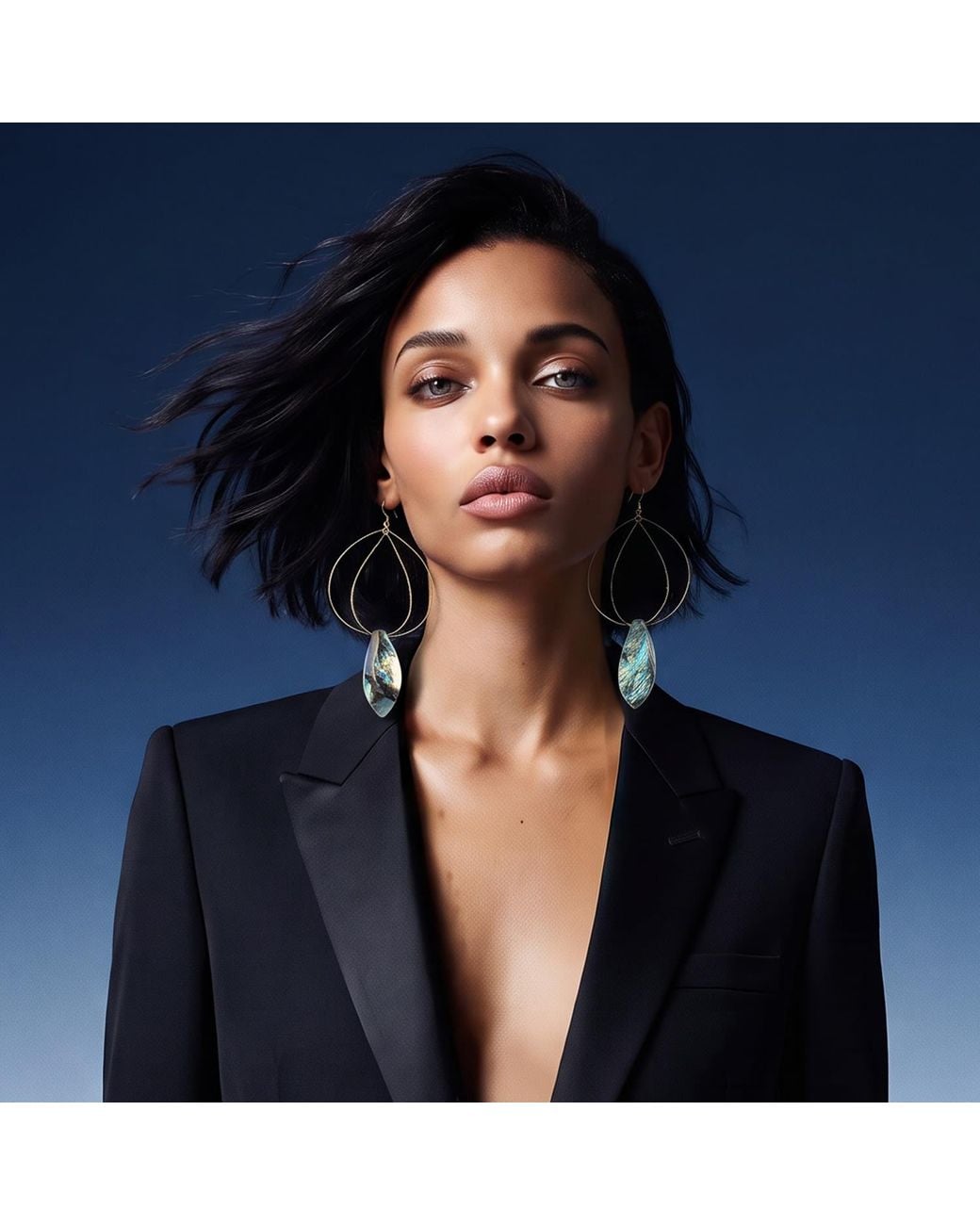 Adha Zelma Metallic Nek'Soo Drift Abalone Shell Statement Earrings