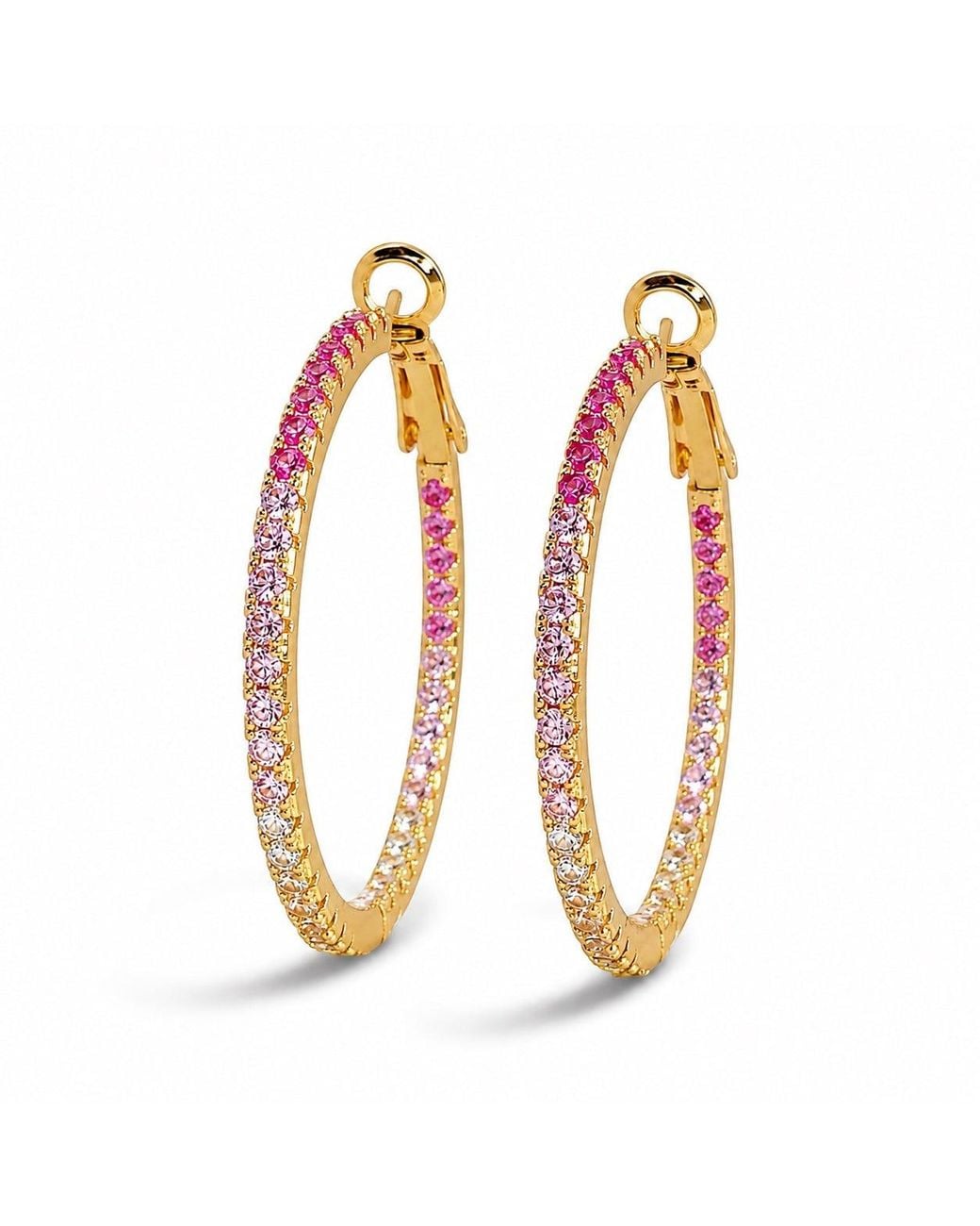Ninemoo Metallic Lueur Rosé E Gradient Crystal Hoop Earrings –