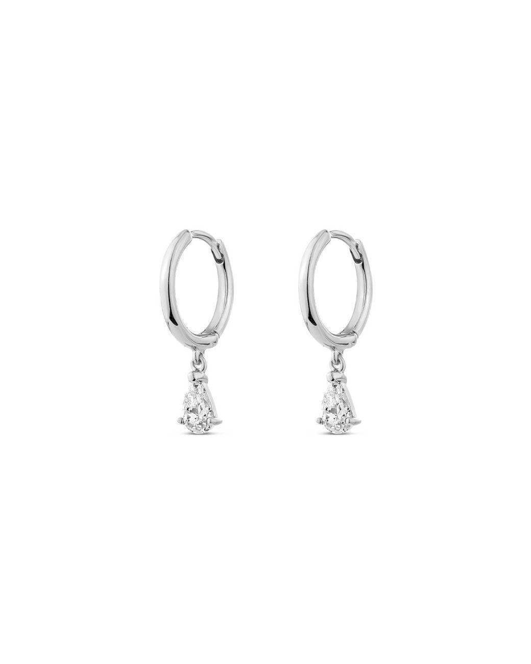 SALLY SKOUFIS White Pure Drop Alchemy Huggie Earrings With Made Cz Diamond Stimulant