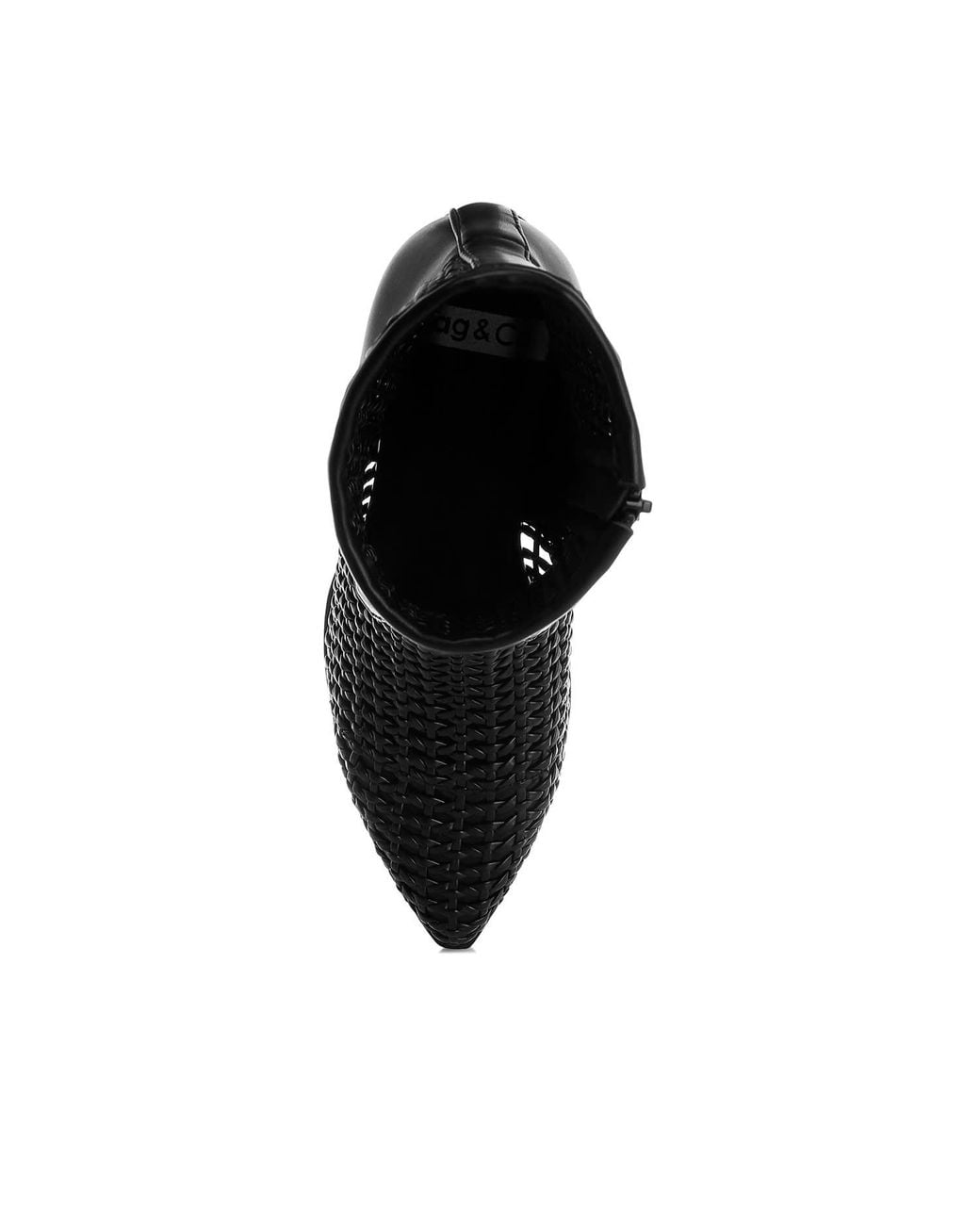 Rag & Co Black Artisole Woven Pleather Block Heel Boots