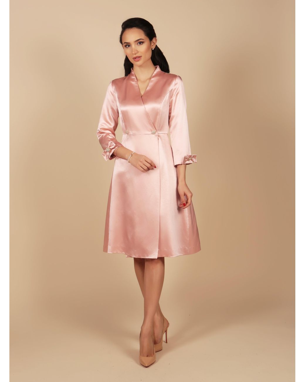 Santinni Pink Astor Silk Taffeta Dress Coat