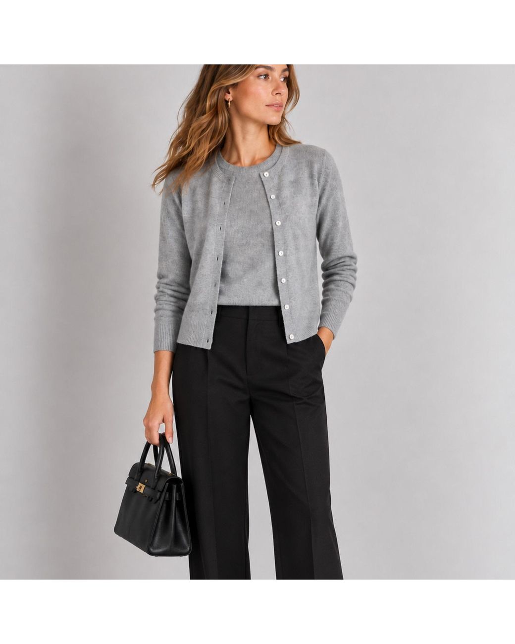 Nuvv Collection Blue Fine Knit Cardigan With Buttons Wool & Cashmere Blend Italian Yarn