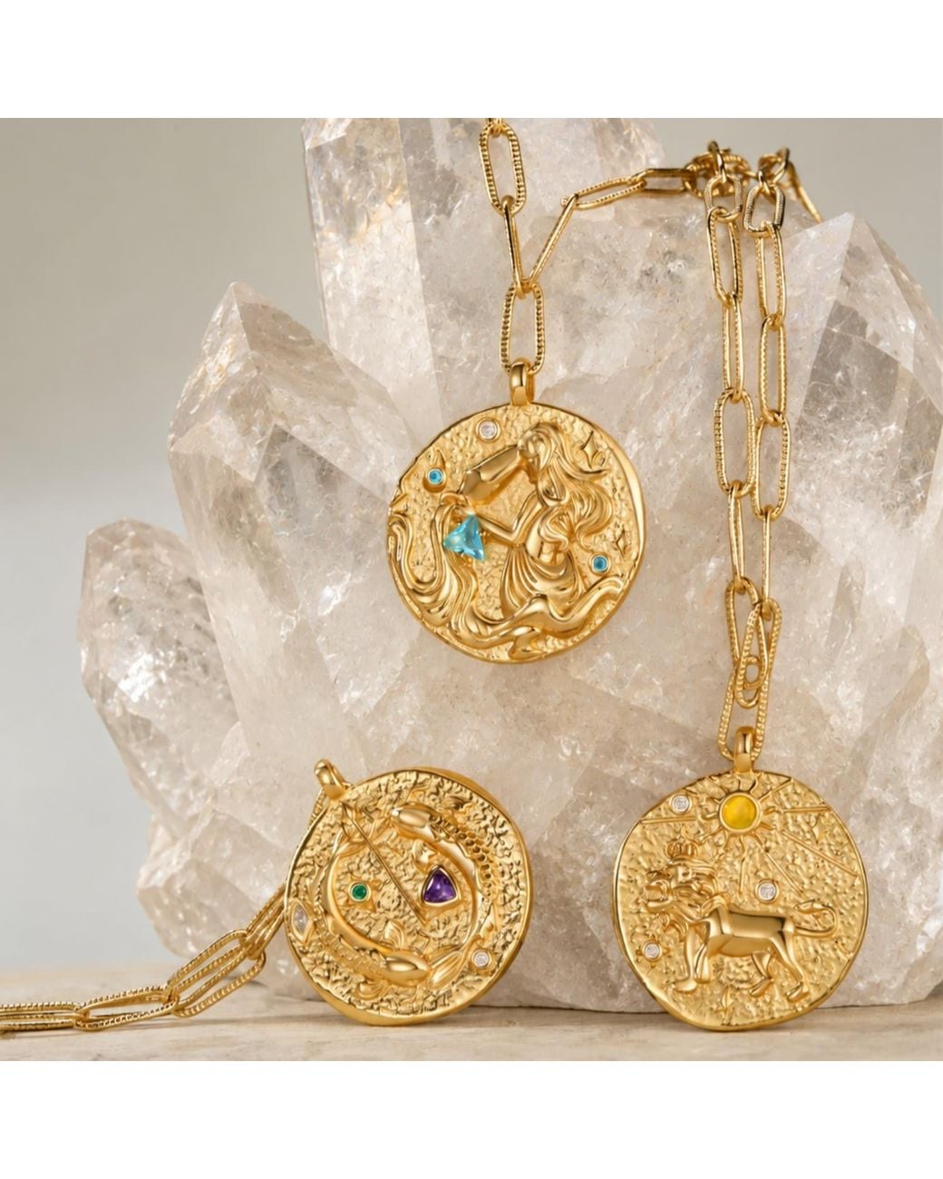 Aurozia Metallic Constellations Pisces Double-Sided Coin Necklace