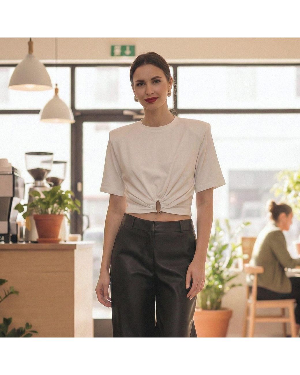 AGGI by HALEWSKI White Krisa Off Smocked Crop Top