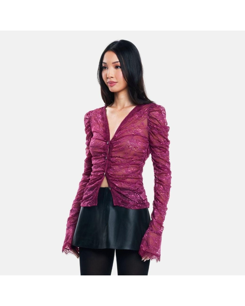 OW Collection Purple Audrey Lace Cardigan