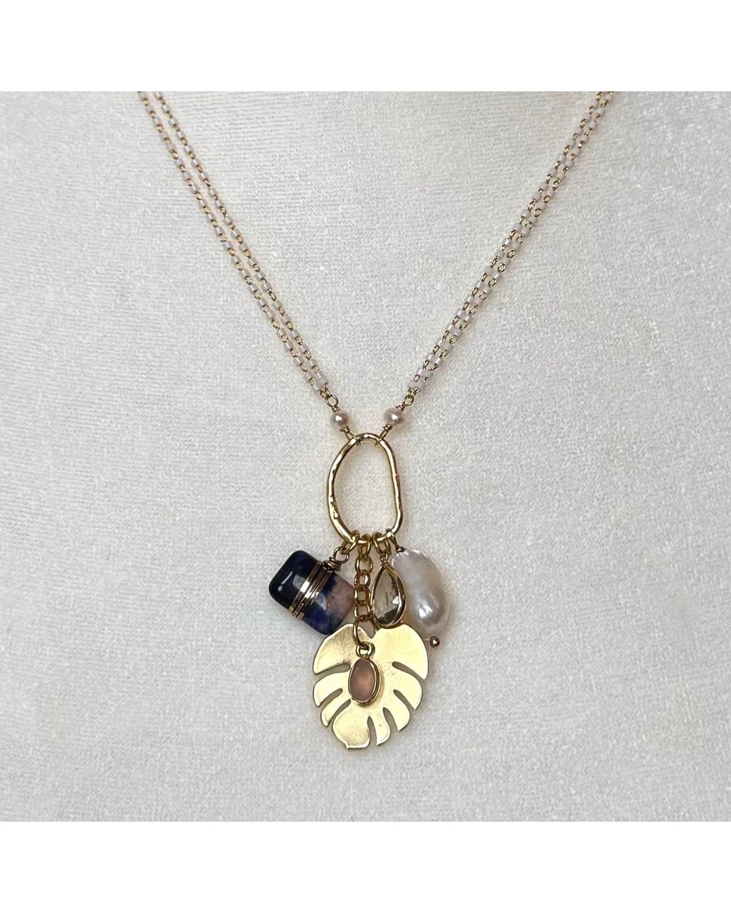 Rare Matters Jewelry Metallic Radiance Charm Sodalite Necklace