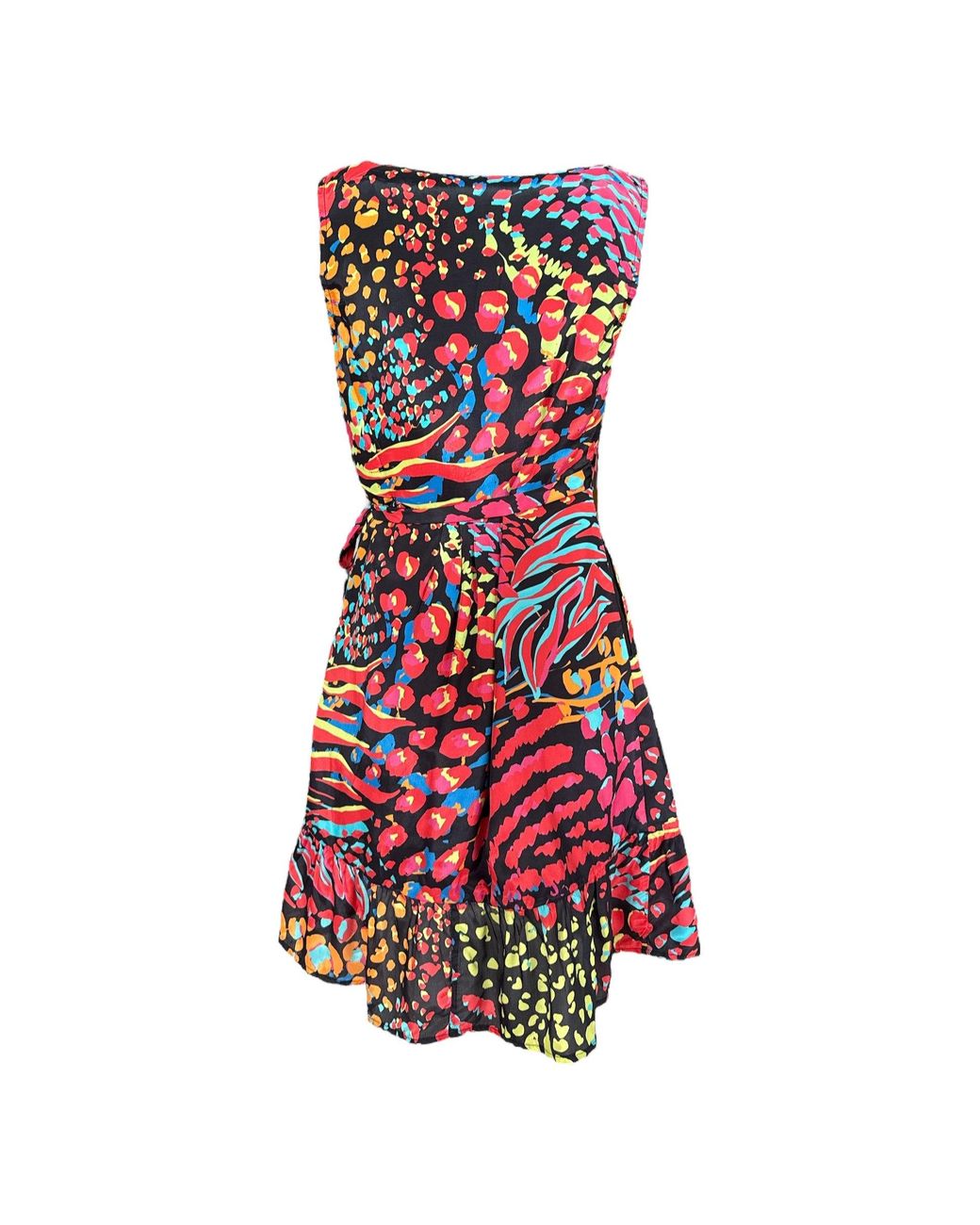 Any Old Iron Red Neon Animal Wrap Dress