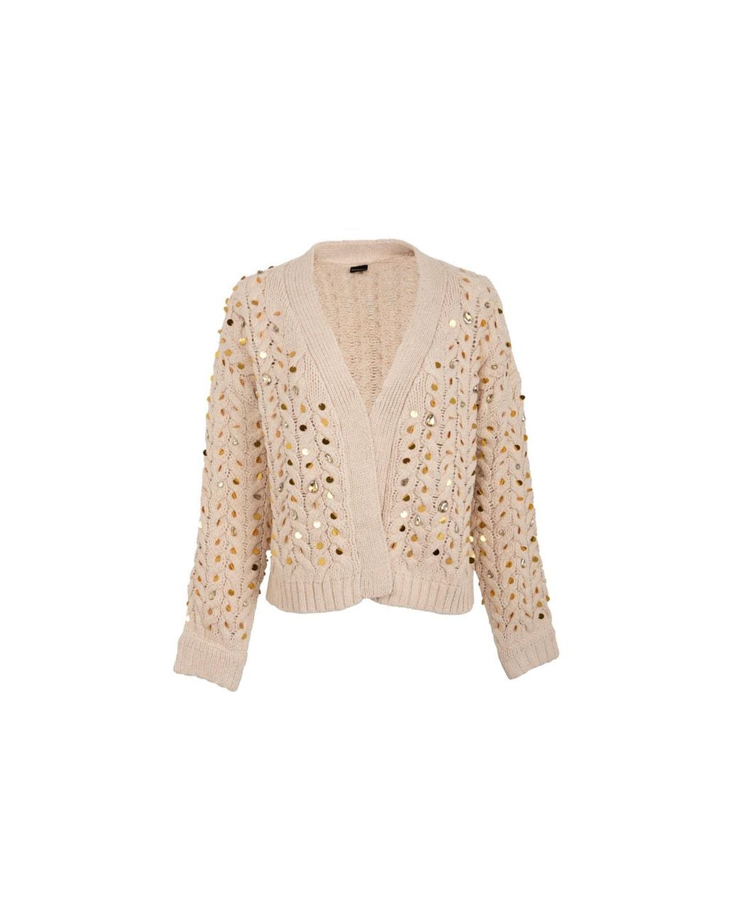 Saachi Natural Deco Cable Knit Cream Cardigan
