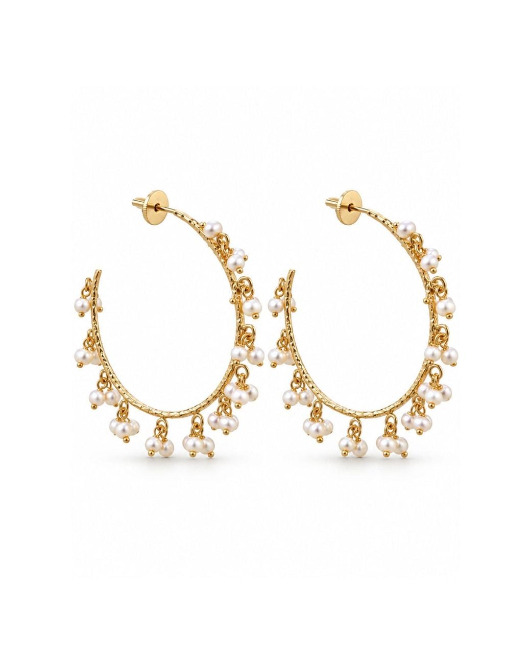 Lalinde Metallic Lady Mini Pearls Hoops