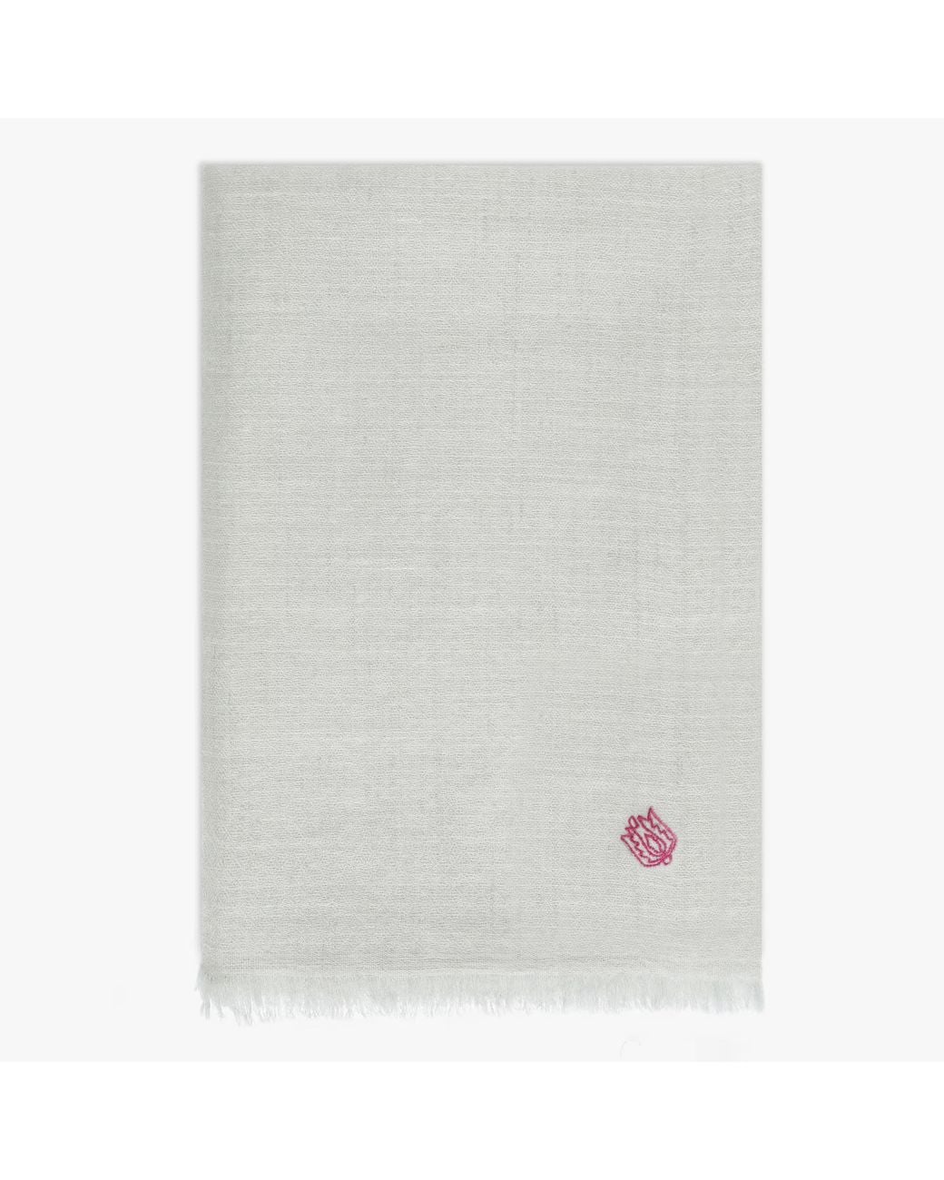 Pink Maharani White Cashmere Shiny Double Weave Stole