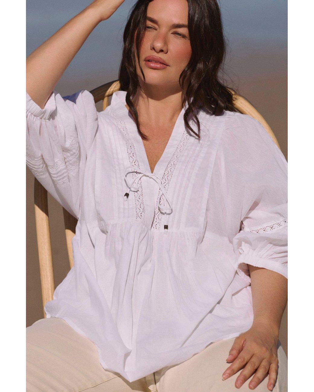 Adrift Clothing White Cairo Boho Blouse