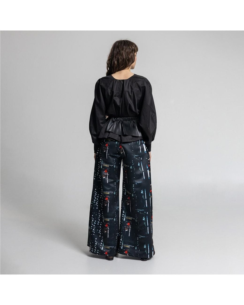 ARTISTA Blue Bright Satin Palazzo Pants