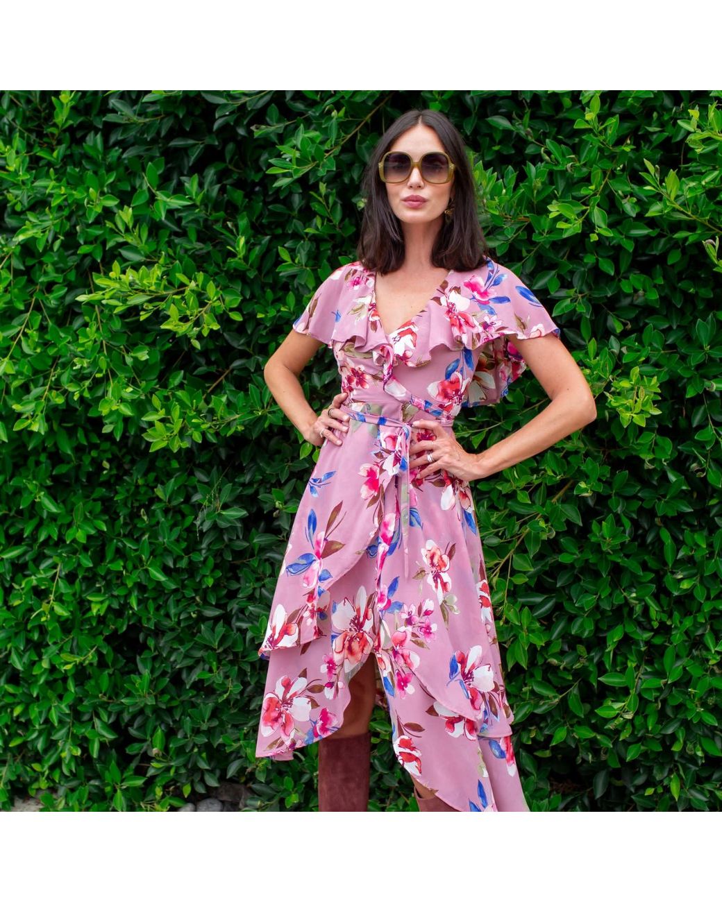 Jennafer Grace Red Lanie Flutter Wrap Dress