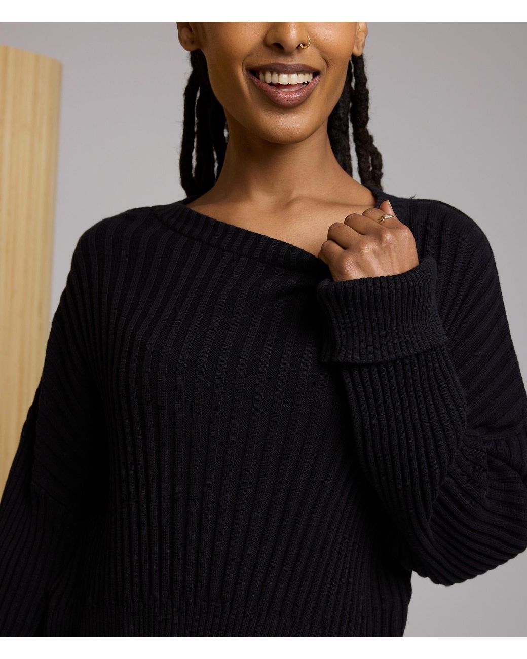 Known Supply Black Cropped Ribbed Sweater
