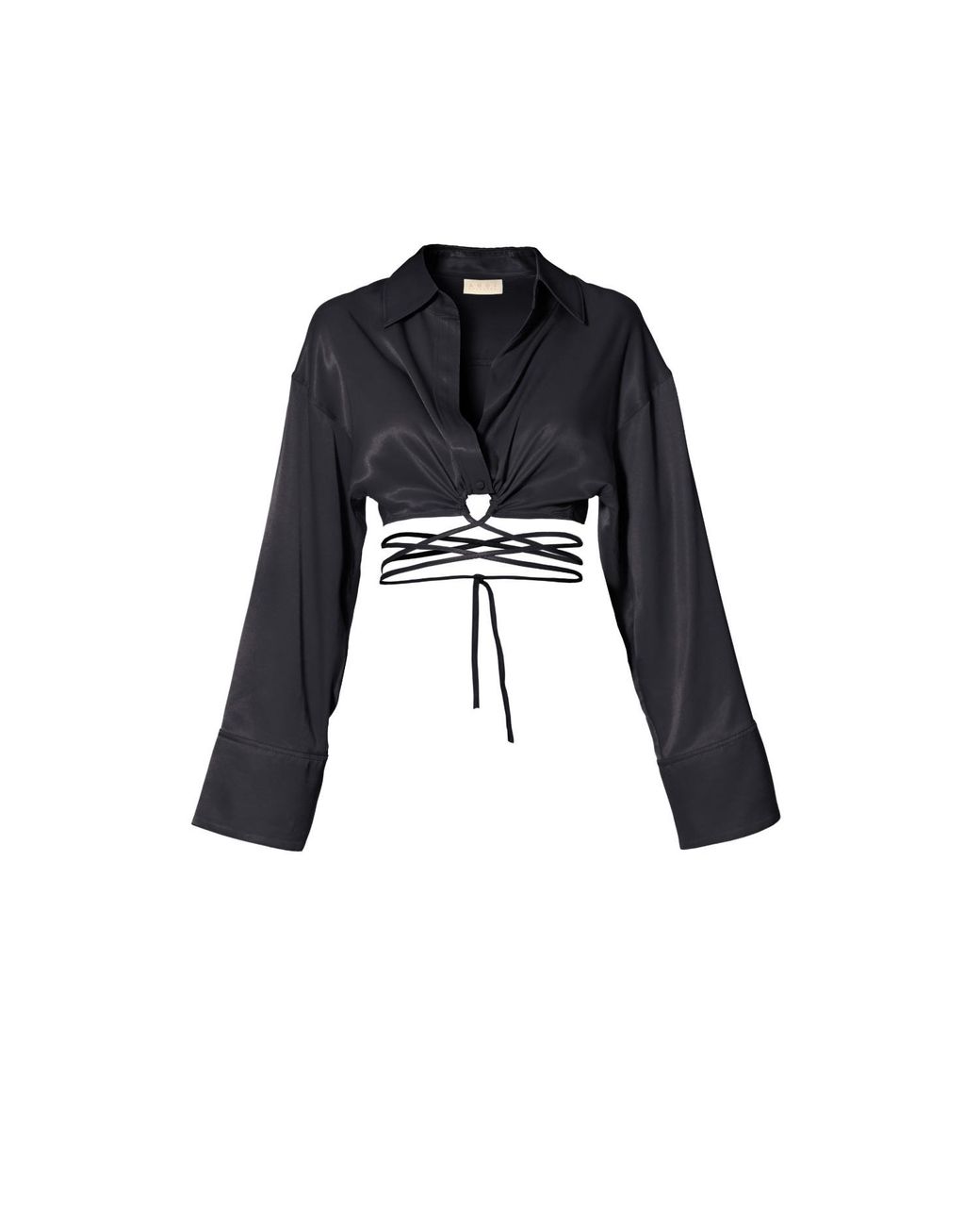 AGGI by HALEWSKI Black Lauren Glossy Blouse