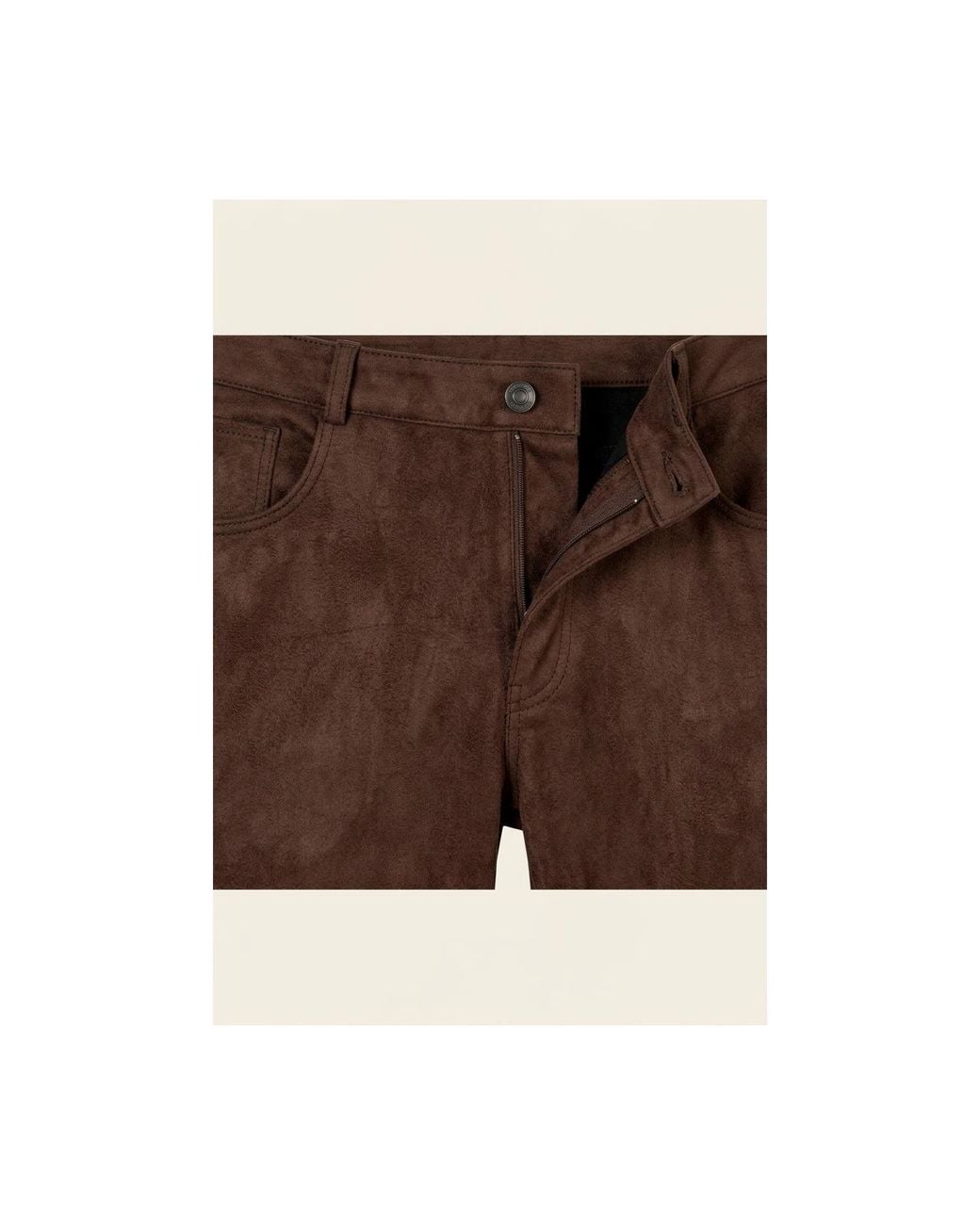 Ron Tomson Brown Microsuede Lightweight Tapered Pants for men