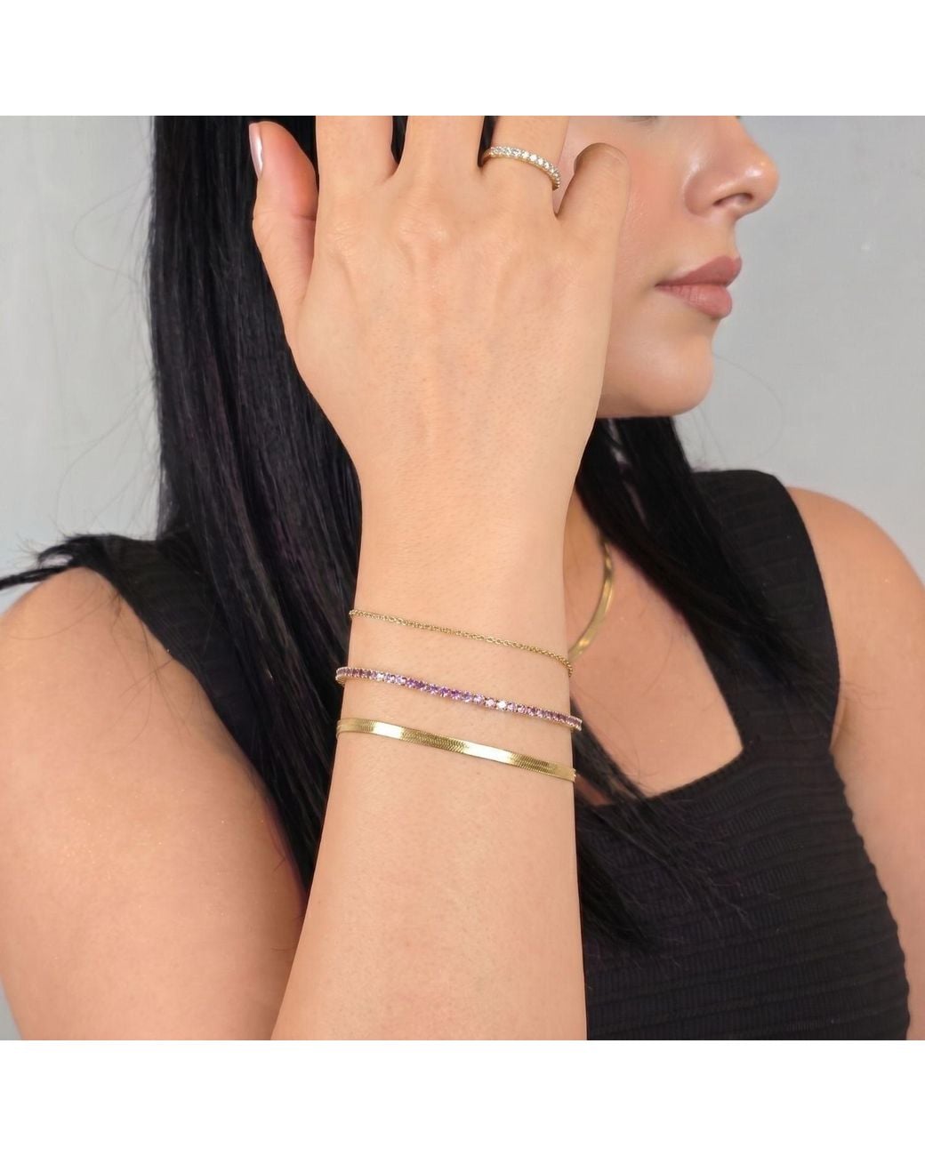 Sophelia Metallic Alexandrite June Birthstone Plated Dainty Tennis Bracelet