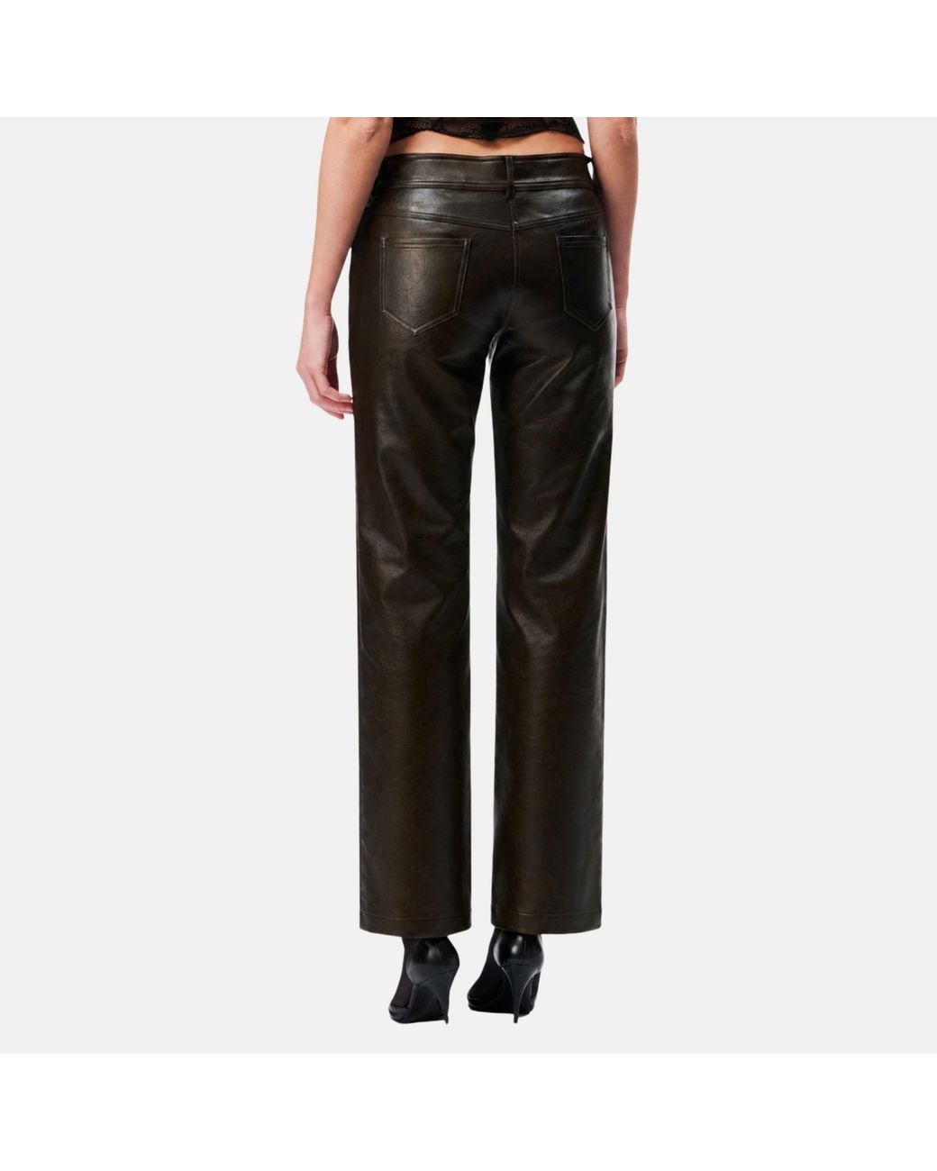 OW Collection Black Kaya Faux Leather Pants