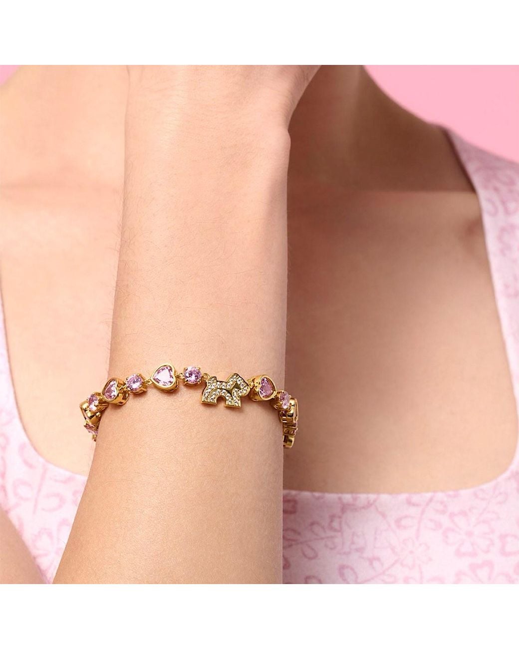 Cloud Haven Metallic Heart Crystal Logo Bracelet