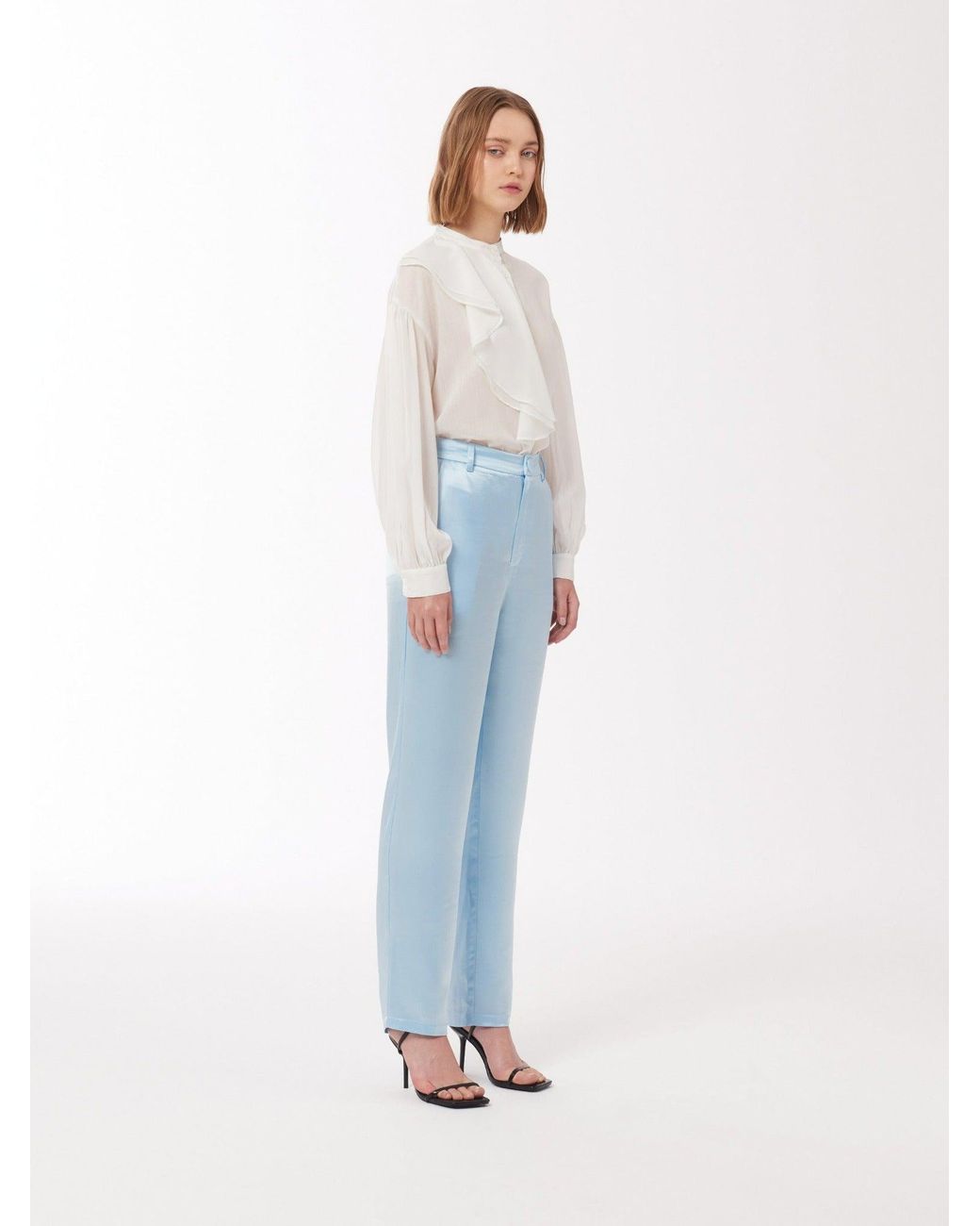 Sour Figs White Asymmetrical Ruffle Shirt