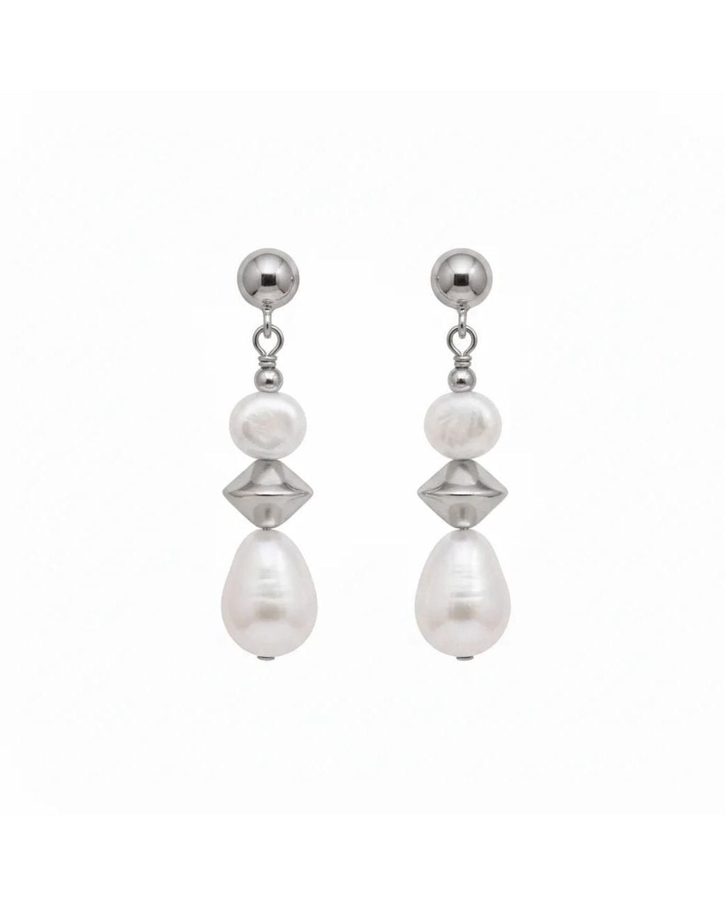 Angel Barocco Metallic Geometric Pearl Drop Earrings