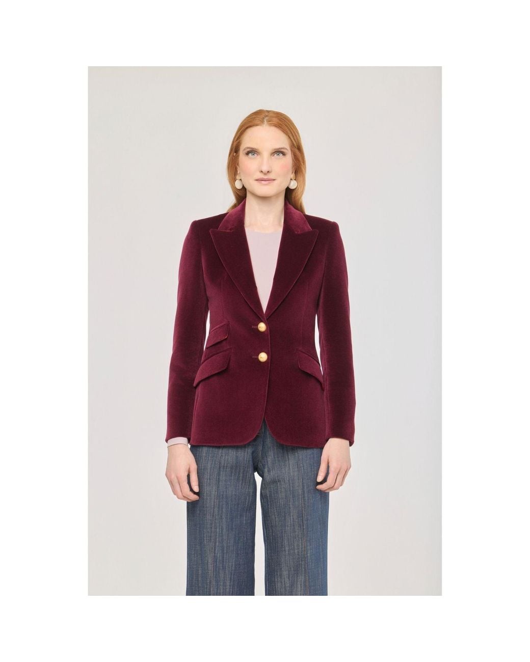 The Extreme Collection Red Burgundy Velvet Blazer Oliva