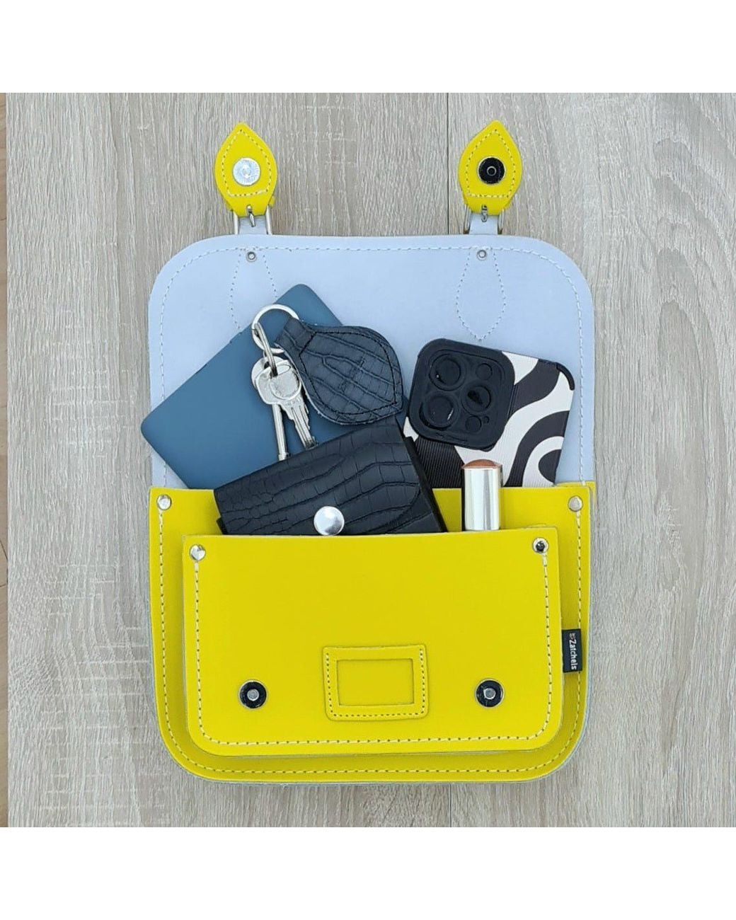 Zatchels Yellow Handmade Leather Crossbody Midi Satchel