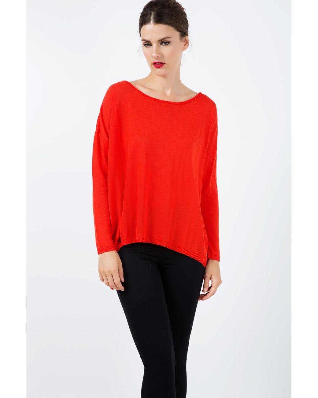 Conquista Red Loose Knit Top