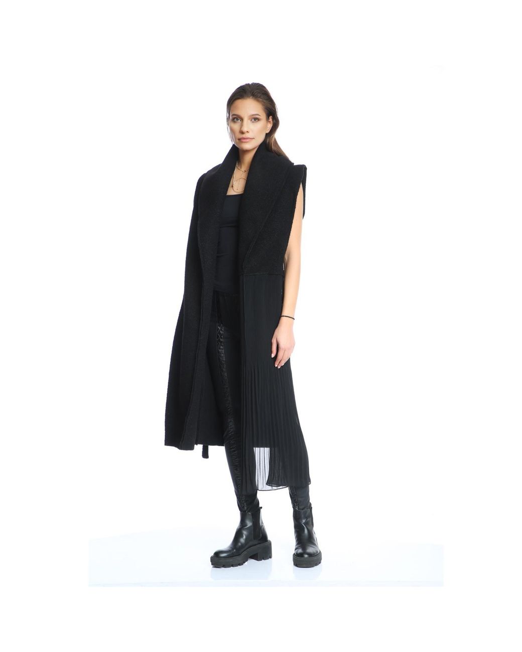 Silvia Serban Black Tights With Frontal Quilted Strap
