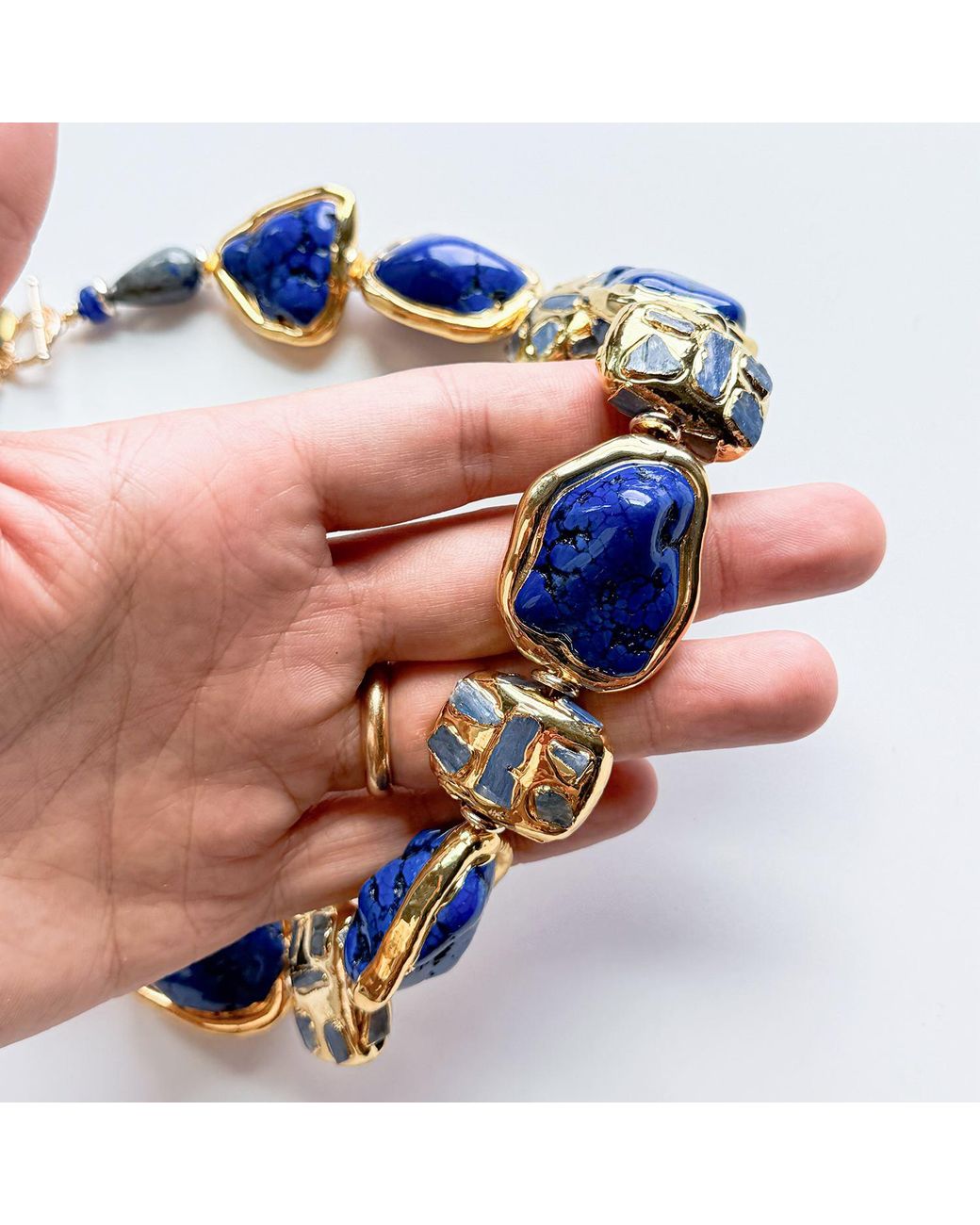 Edgar Navarro Jewelry Blue Edgar Navarro Sodalite & Lapis Chunky Statement Necklace