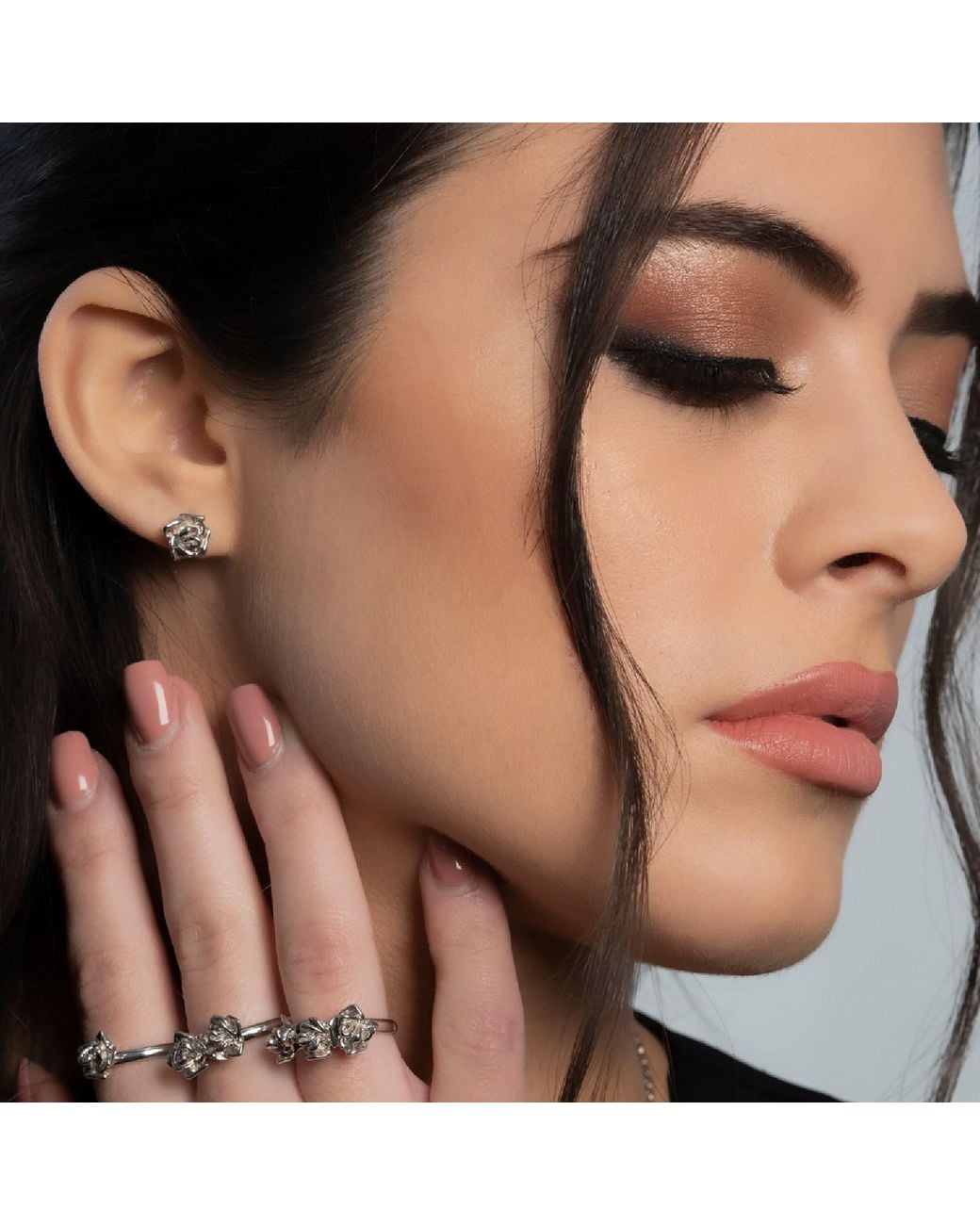 Unaloe Metallic Handmade Sterling Rose Stud Earrings Artisan Italian Jewelry For