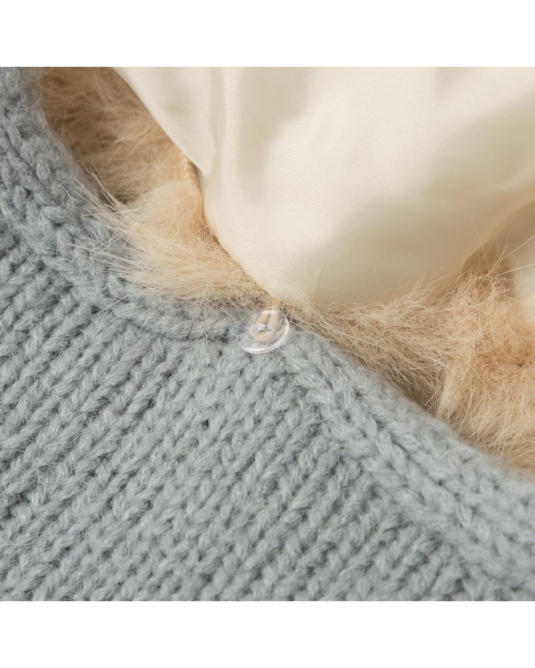 Belsize25 Blue Cashmere-Blend Faux Fur Collar Cable-Knit Cardigan