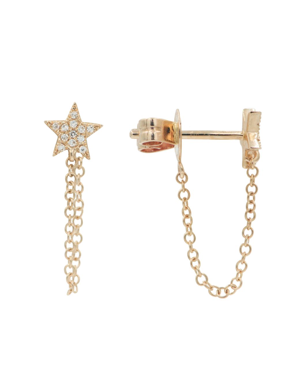 KAMARIA Metallic Star Chain Diamond Stud Earrings