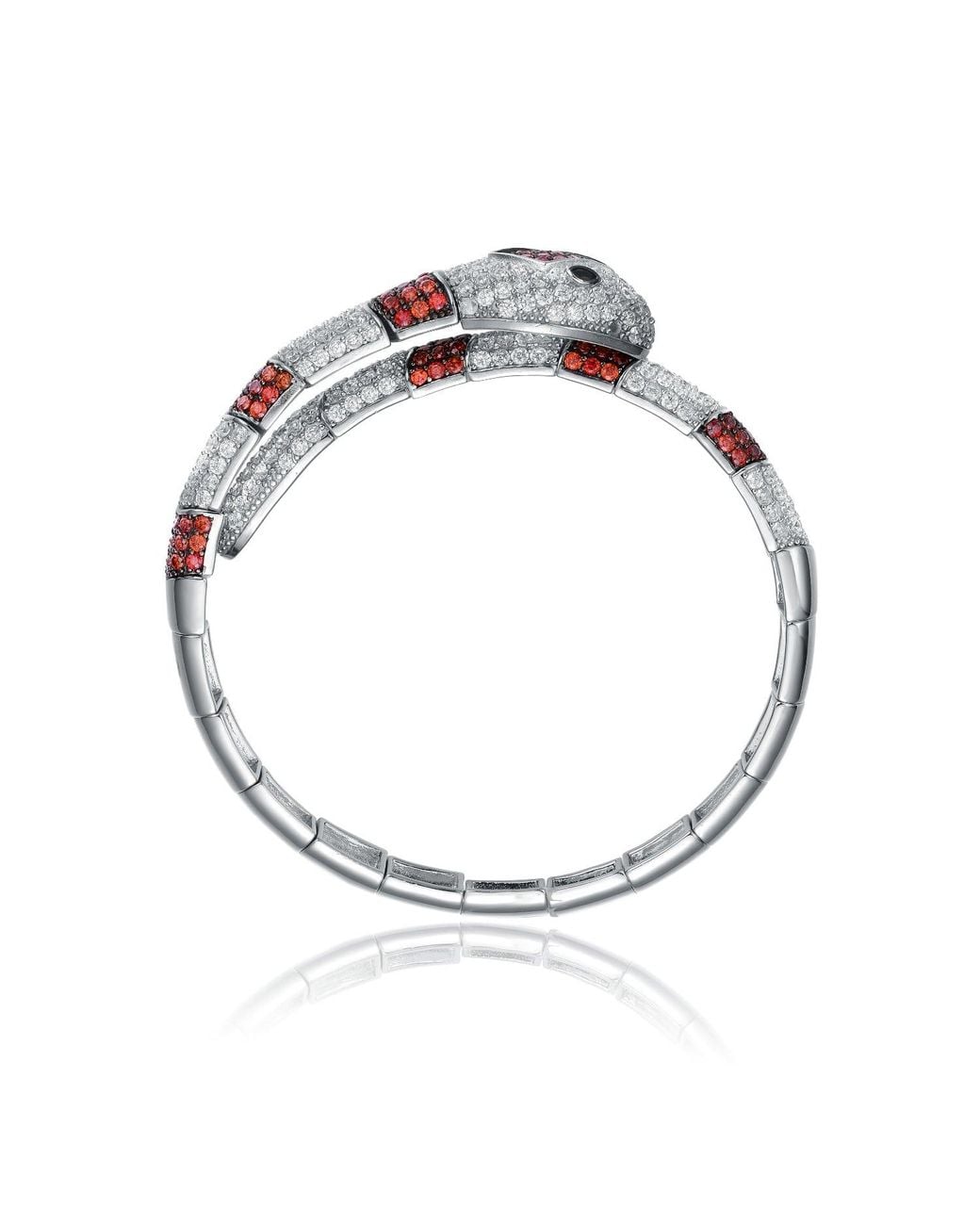 Genevive Jewelry Metallic Genevive Sterling Plated With Cubic Zirconia Serpent Bracelet