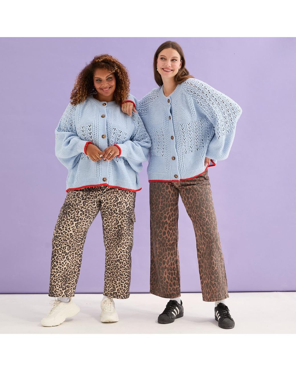 Cara & The Sky Blue Brigit Pointelle Stitch Balloon Sleeve Cardigan