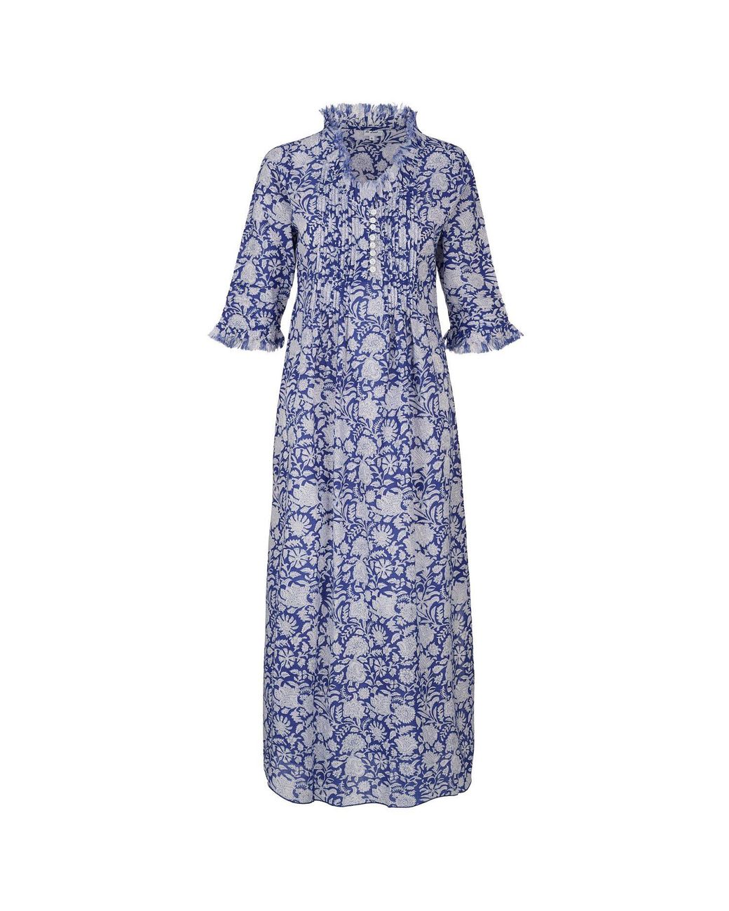 At Last Cotton Annabel Maxi Dress in Blue | Lyst