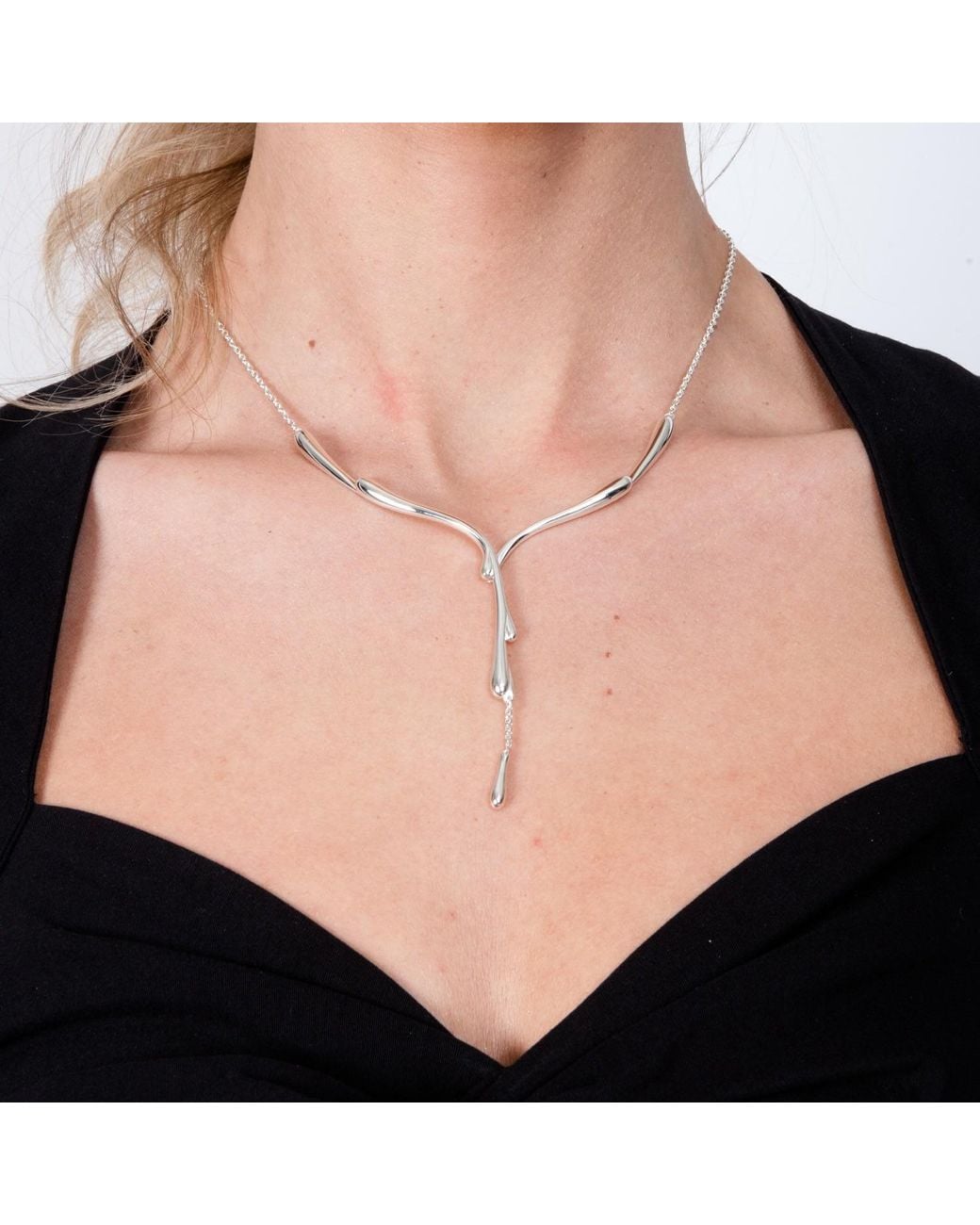 Lucy Quartermaine Metallic Sterling Dripping Necklace