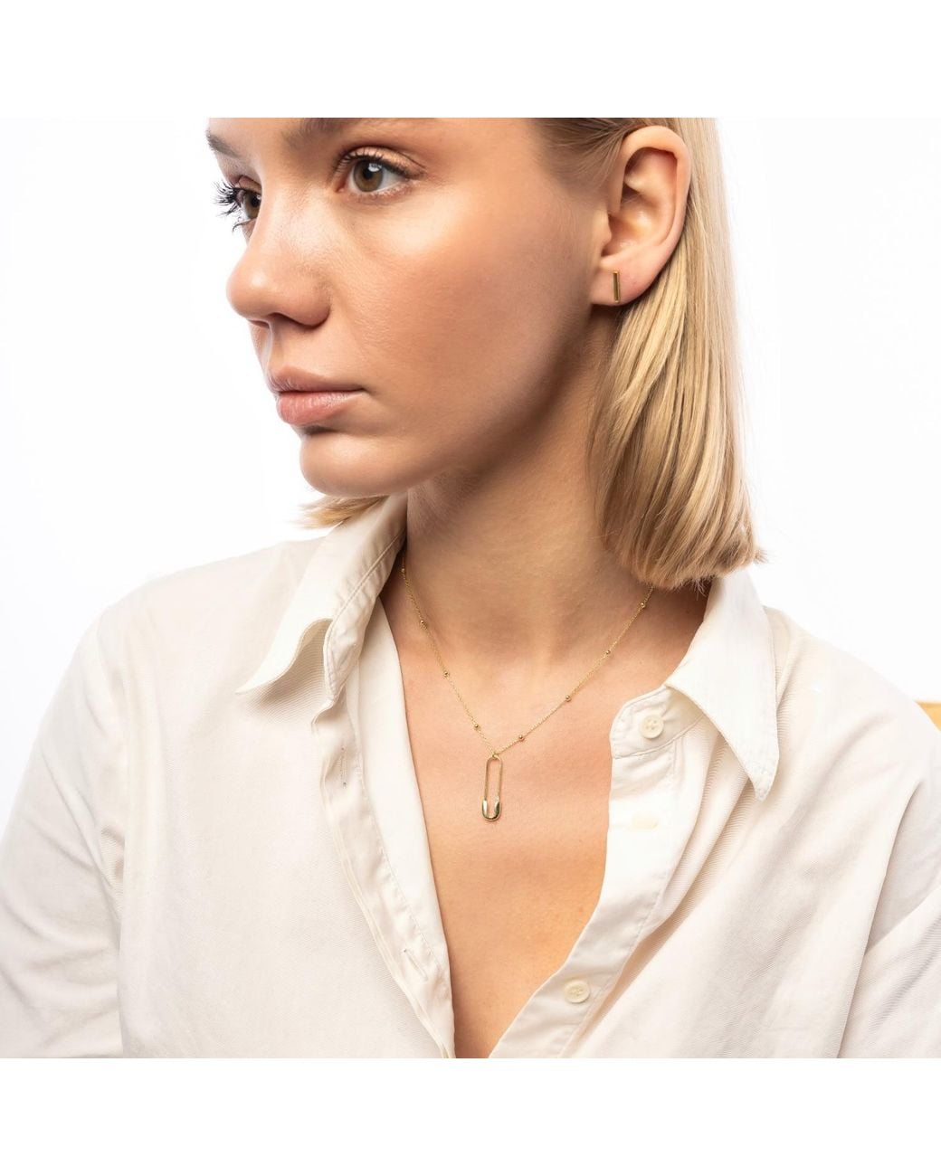 Spero London Metallic Bar Stud Plain Earring Sterling