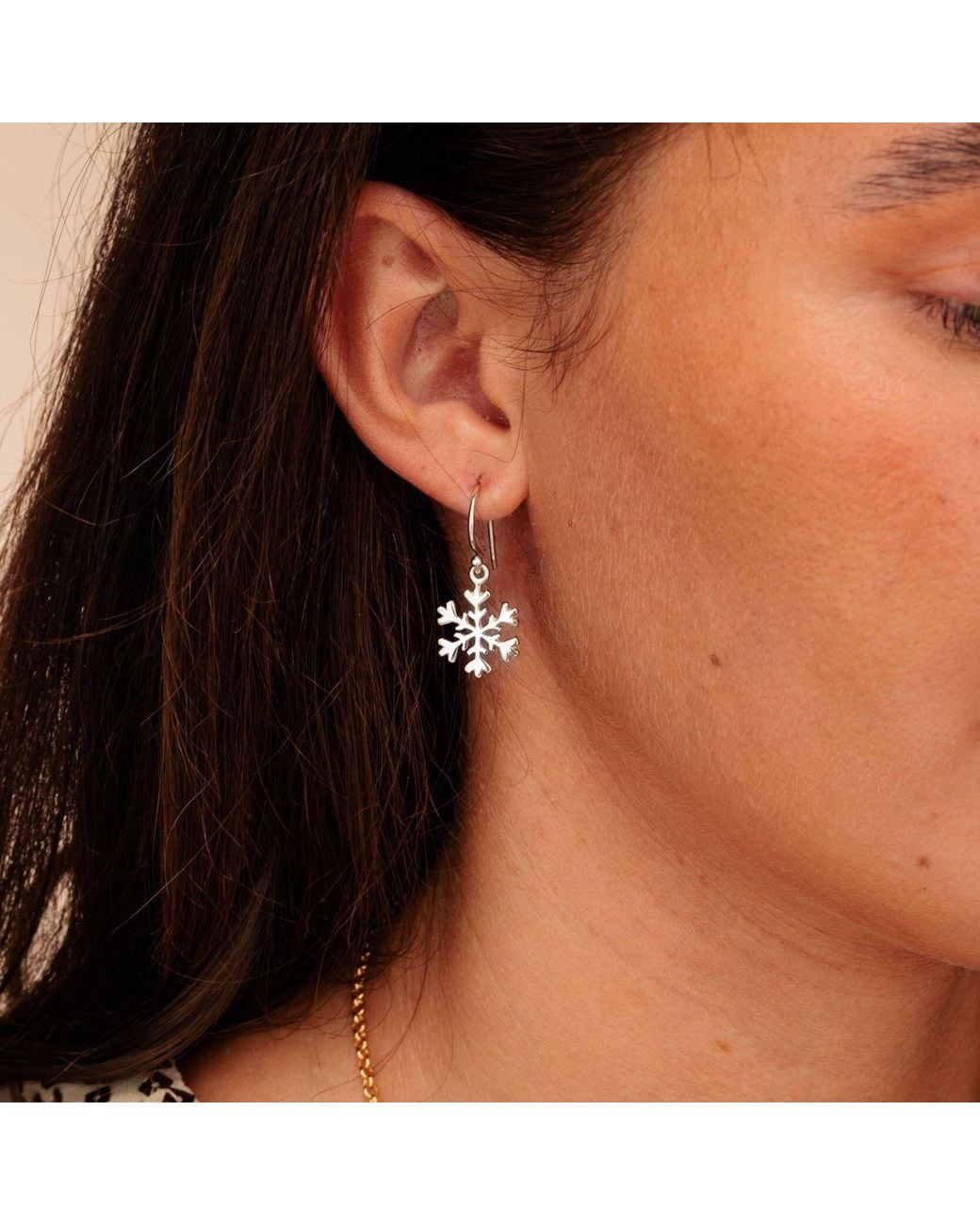 Lily Charmed White Sterling Snowflake Hook Earrings