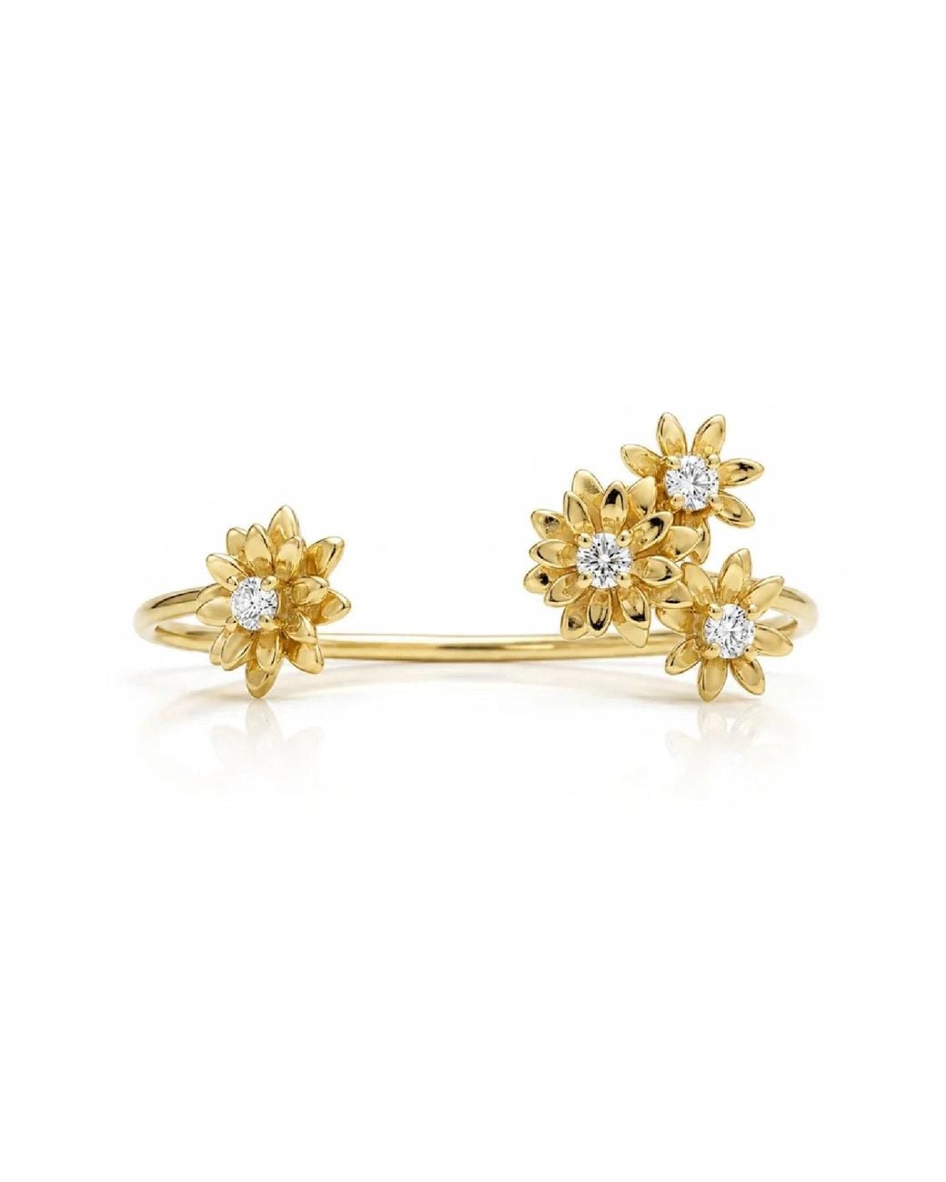 Unaloe Metallic Crystal Floral Cuff Bracelet – -Plated Sterling