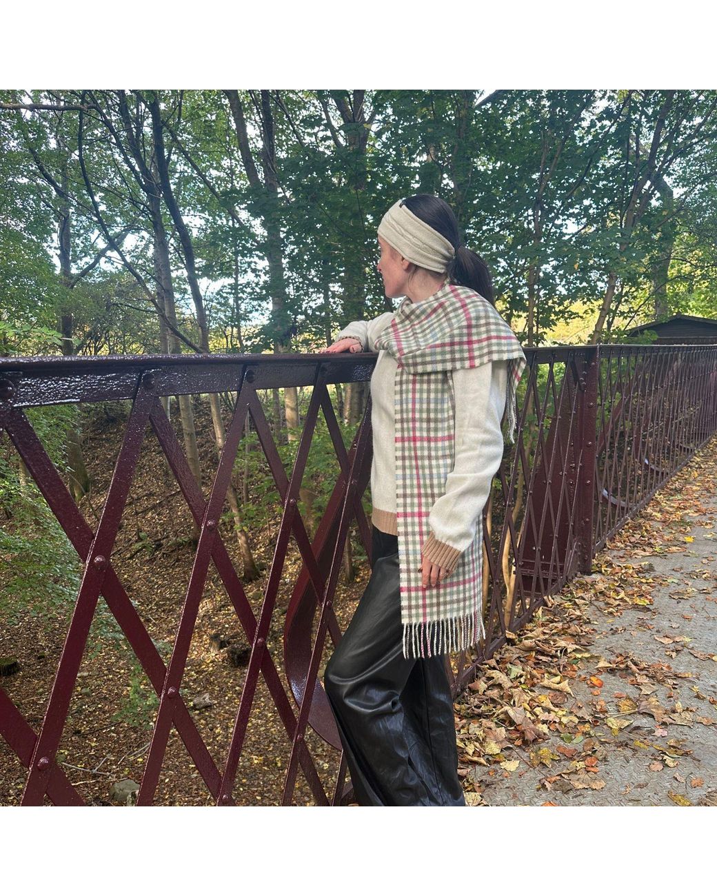 Kinalba Blue Neutrals Oban Tweed Foxglove Cashmere Scarf