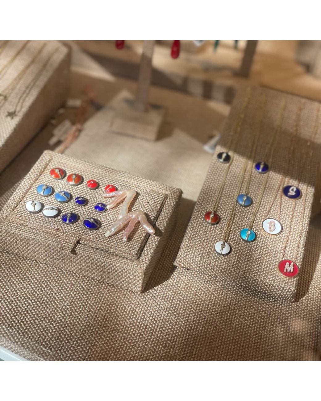Ecce | Artisan Diamonds Brown Enamelled Mini Multi Diamond Buttons 14K Earring