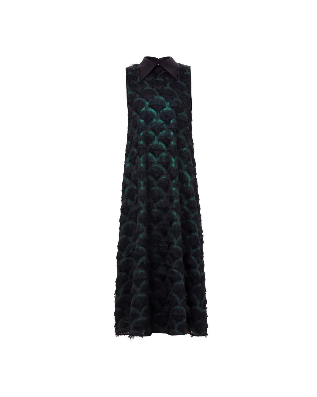 Julia Allert Black Evening Gown A-line Maxi Dress With Fleecy Decor
