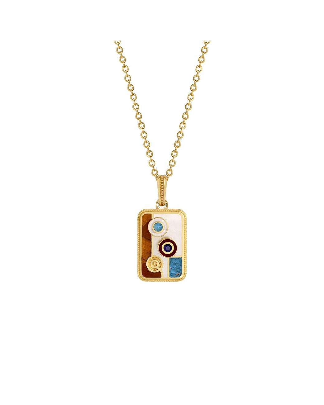 Karma and Luck Metallic Refined Insight Two Dot Multi-Stone Mahjong Necklace